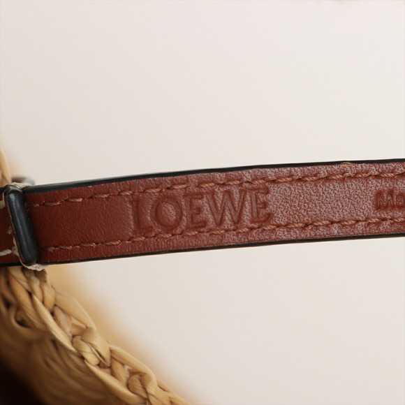 Loewe Shell Basket Elephant Grass Leather Bag Beige Tan Brown - Picture 8 of 8